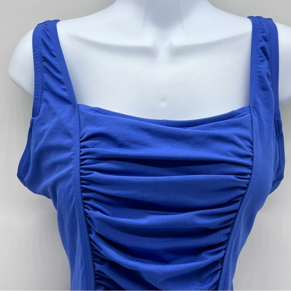 Speedo Retro Design Women's Royal Blue Ruched One Piece Swimsuit-Size 14 - Picture 2 of 13